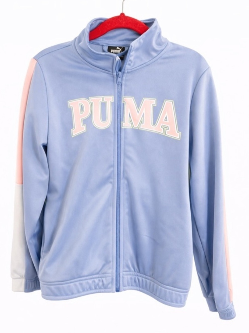 PUMA Kids Zip-Up Track Spring Jacket – Blue & Pink – Size 5T